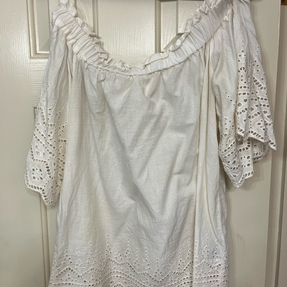 White Eyelet Off-Shoulder Top